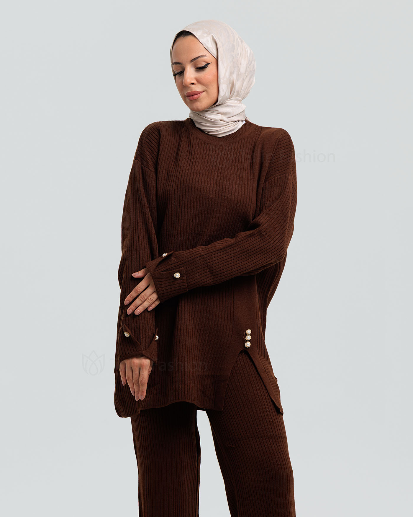 Tunic set with pants - Dark Brown - 5