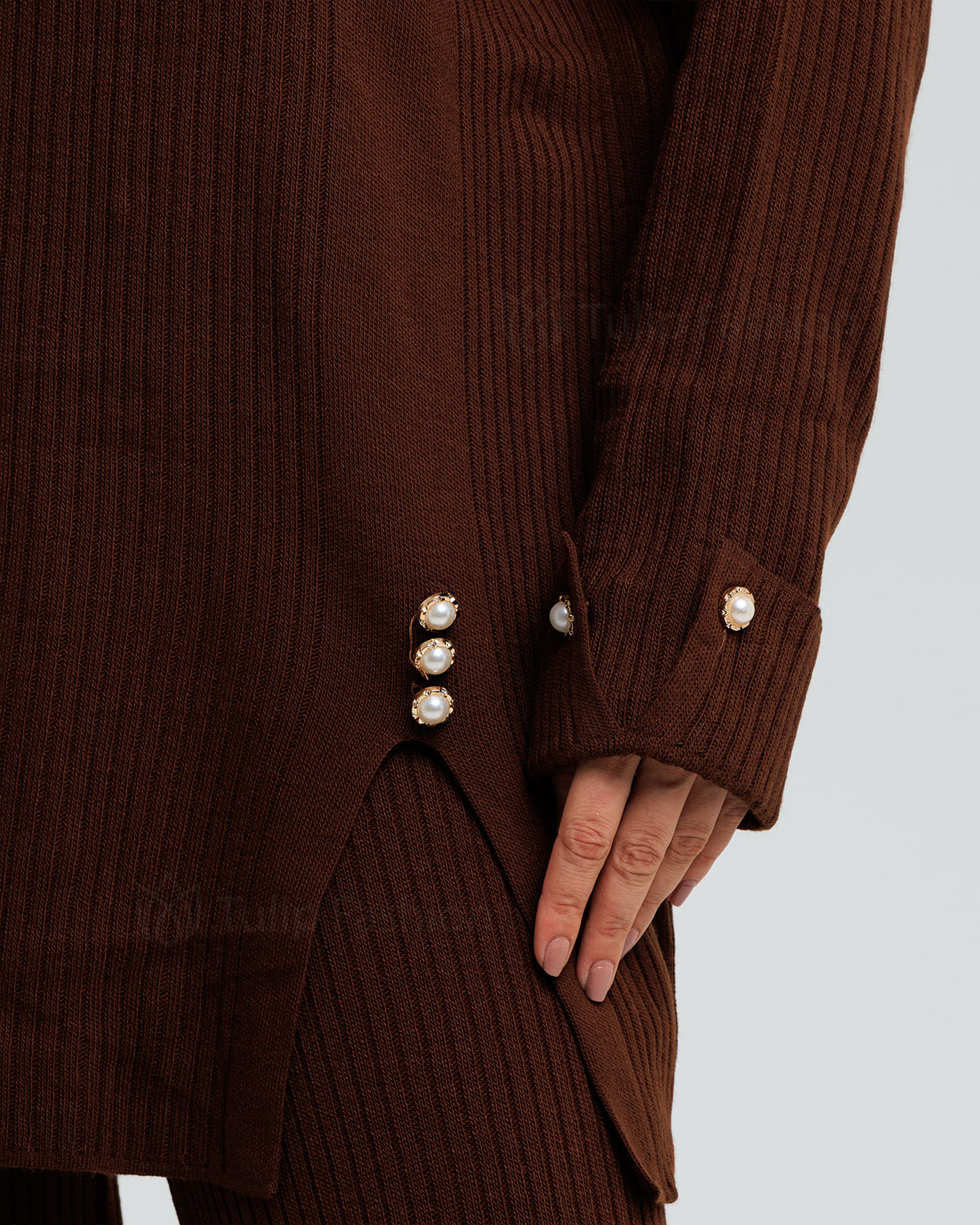 Tunic set with pants - Dark Brown - 9
