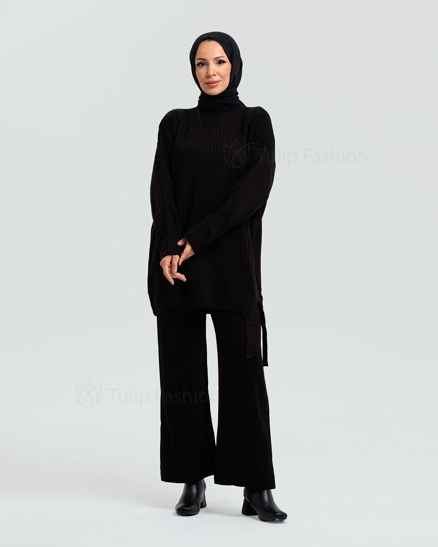 Tunic set with pants - Black