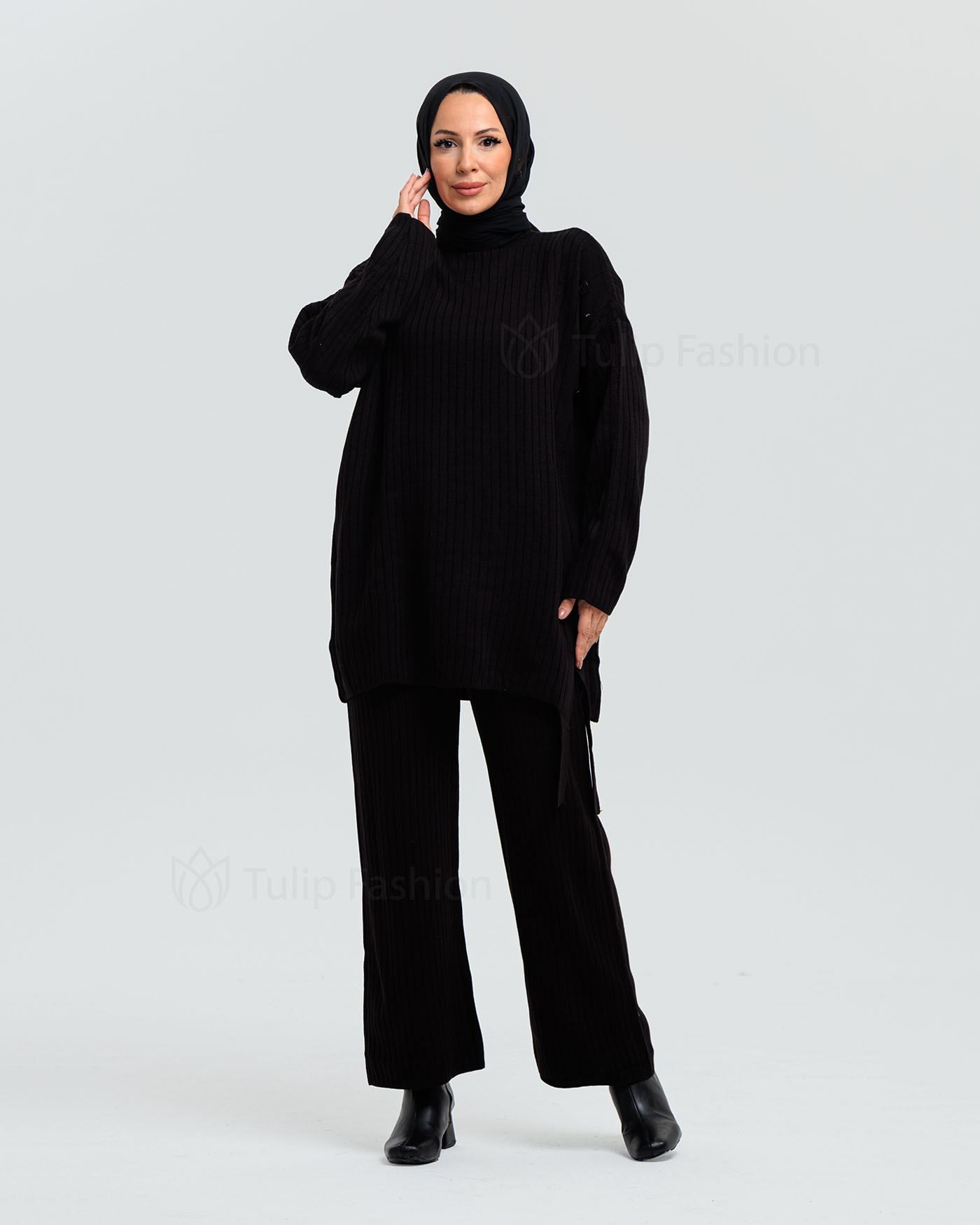 Tunic set with pants - Black - 4