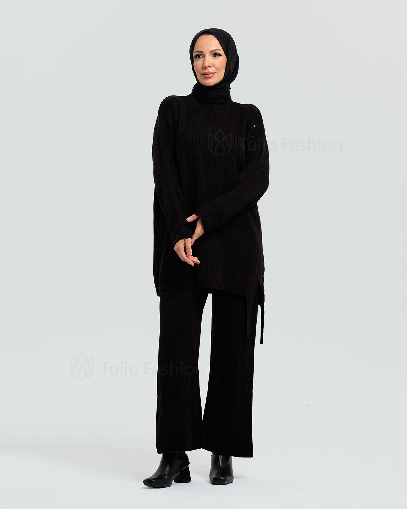 Tunic set with pants - Black - 3