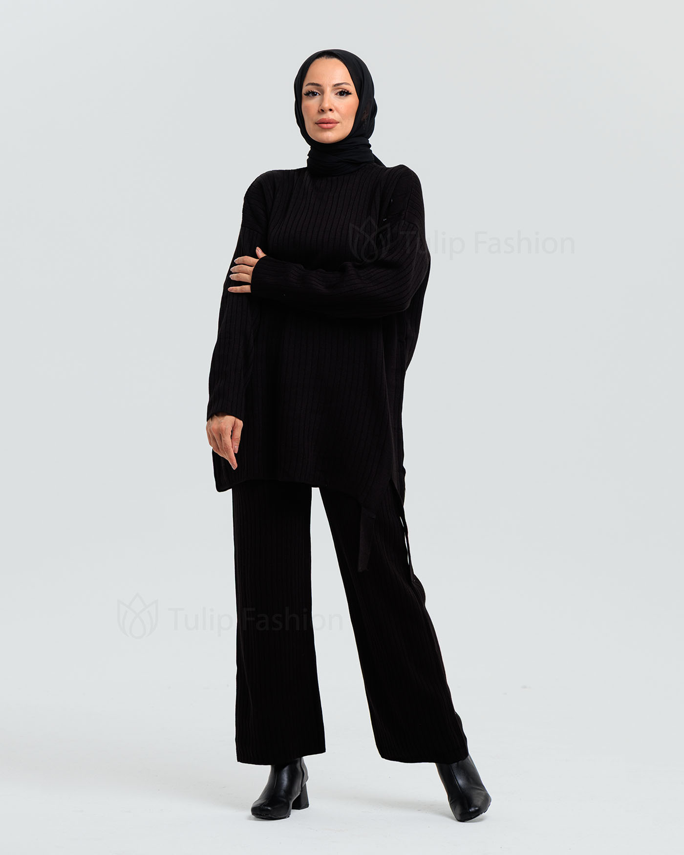 Tunic set with pants - Black - 7