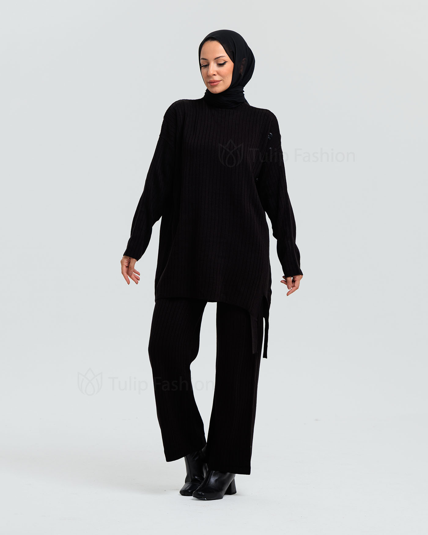 Tunic set with pants - Black - 6