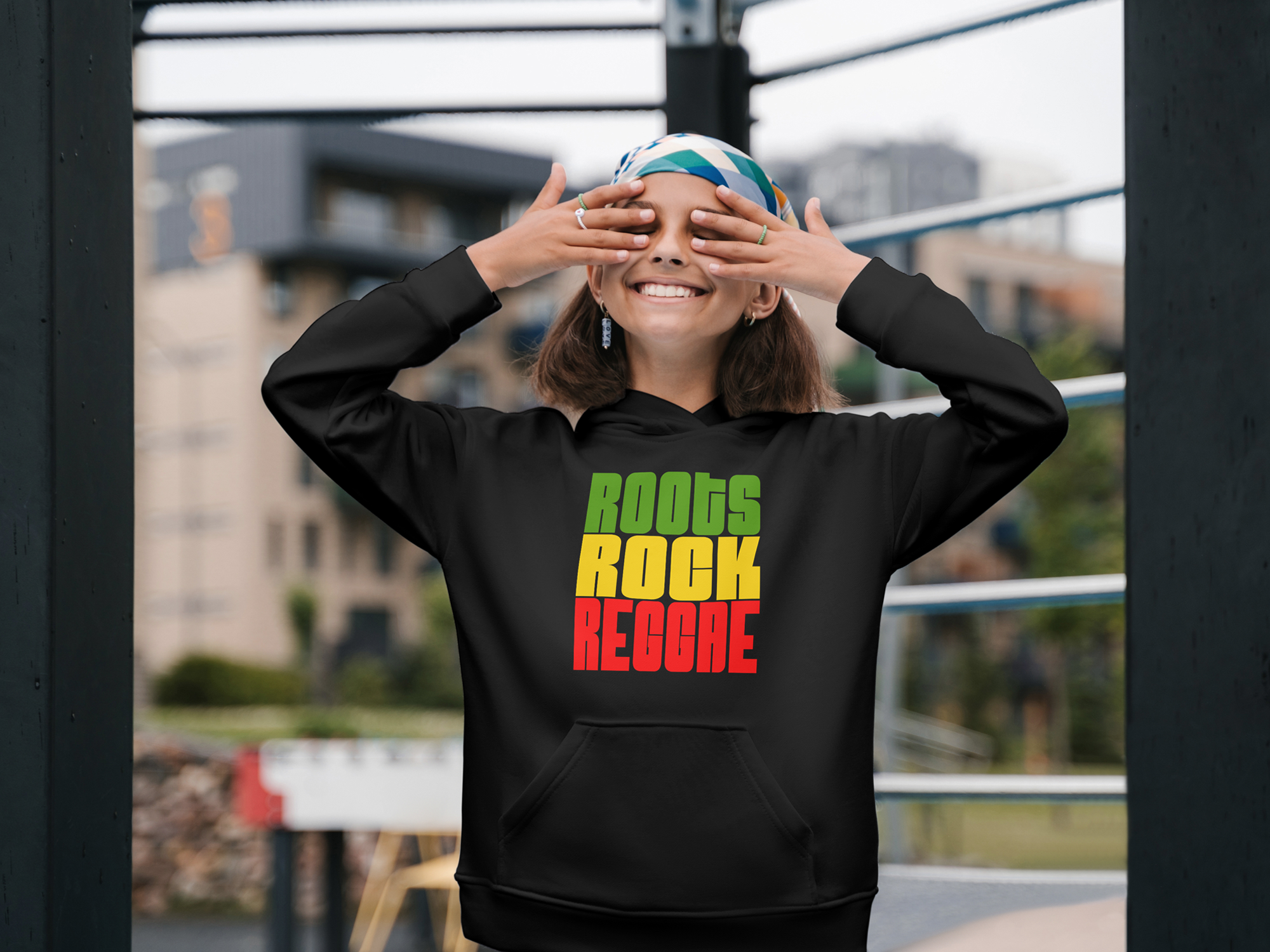 Roots Rock Reggae Kids Hoodie Black