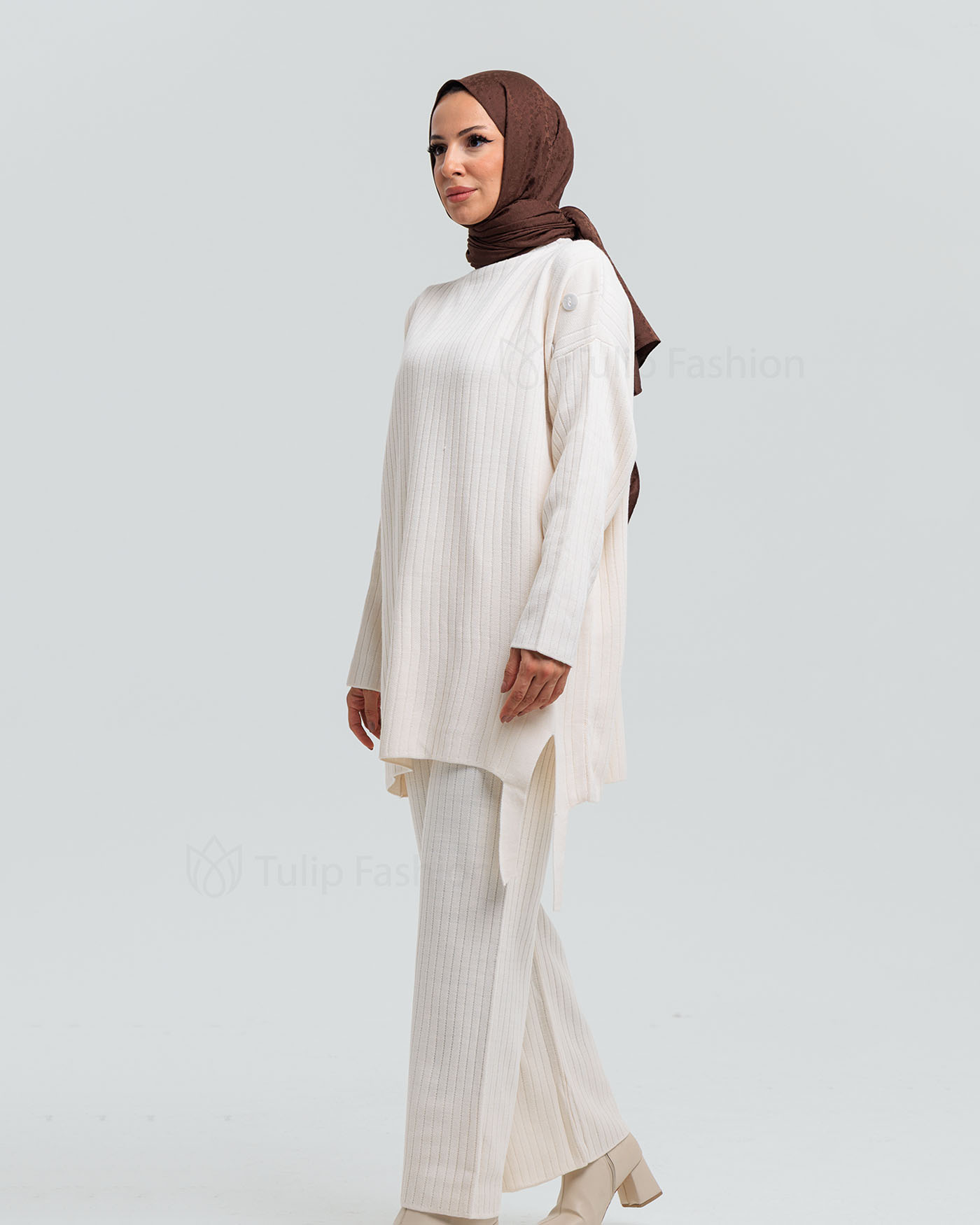 Tunic set with pants - Off-White - 4