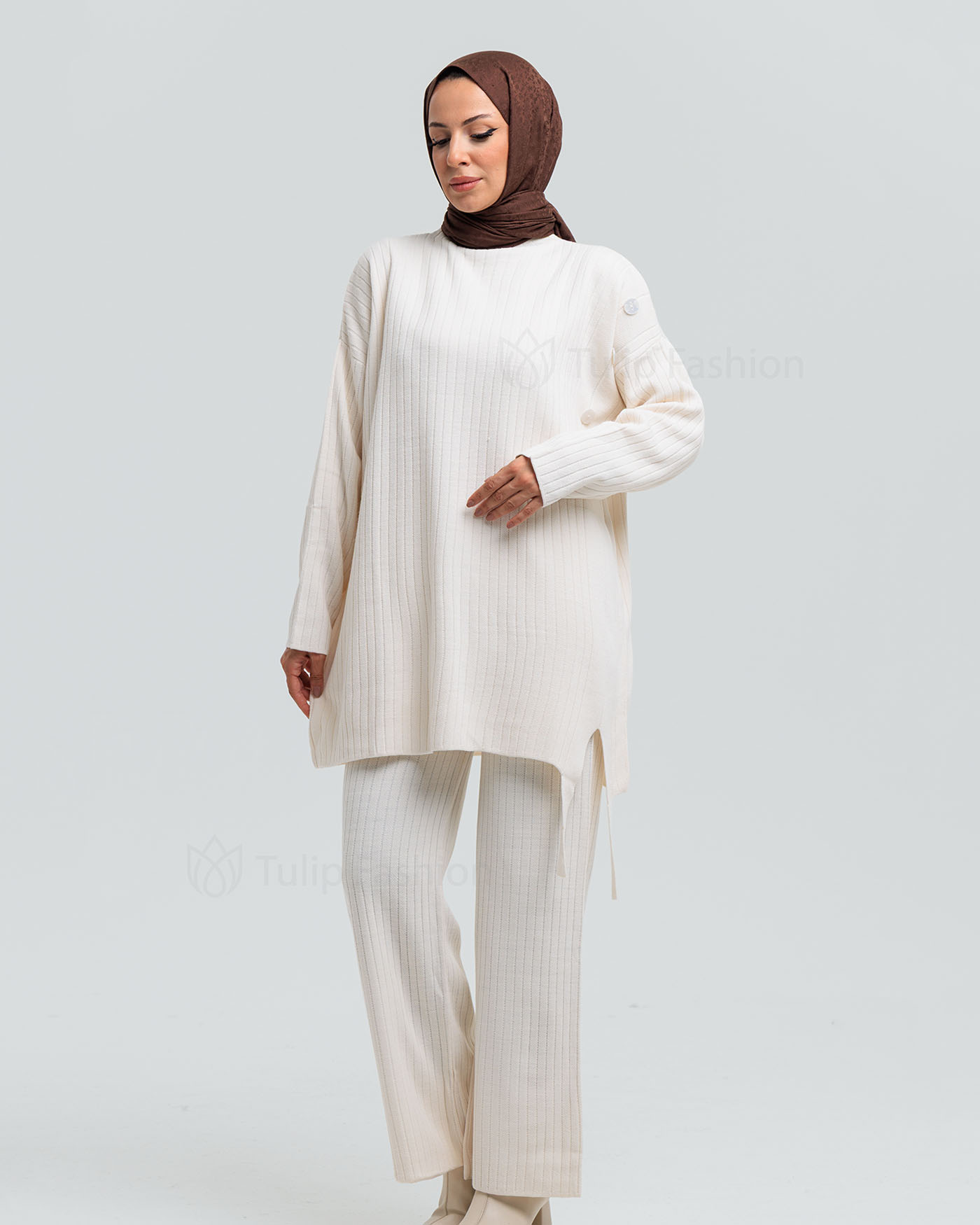 Tunic set with pants - Off-White - 5