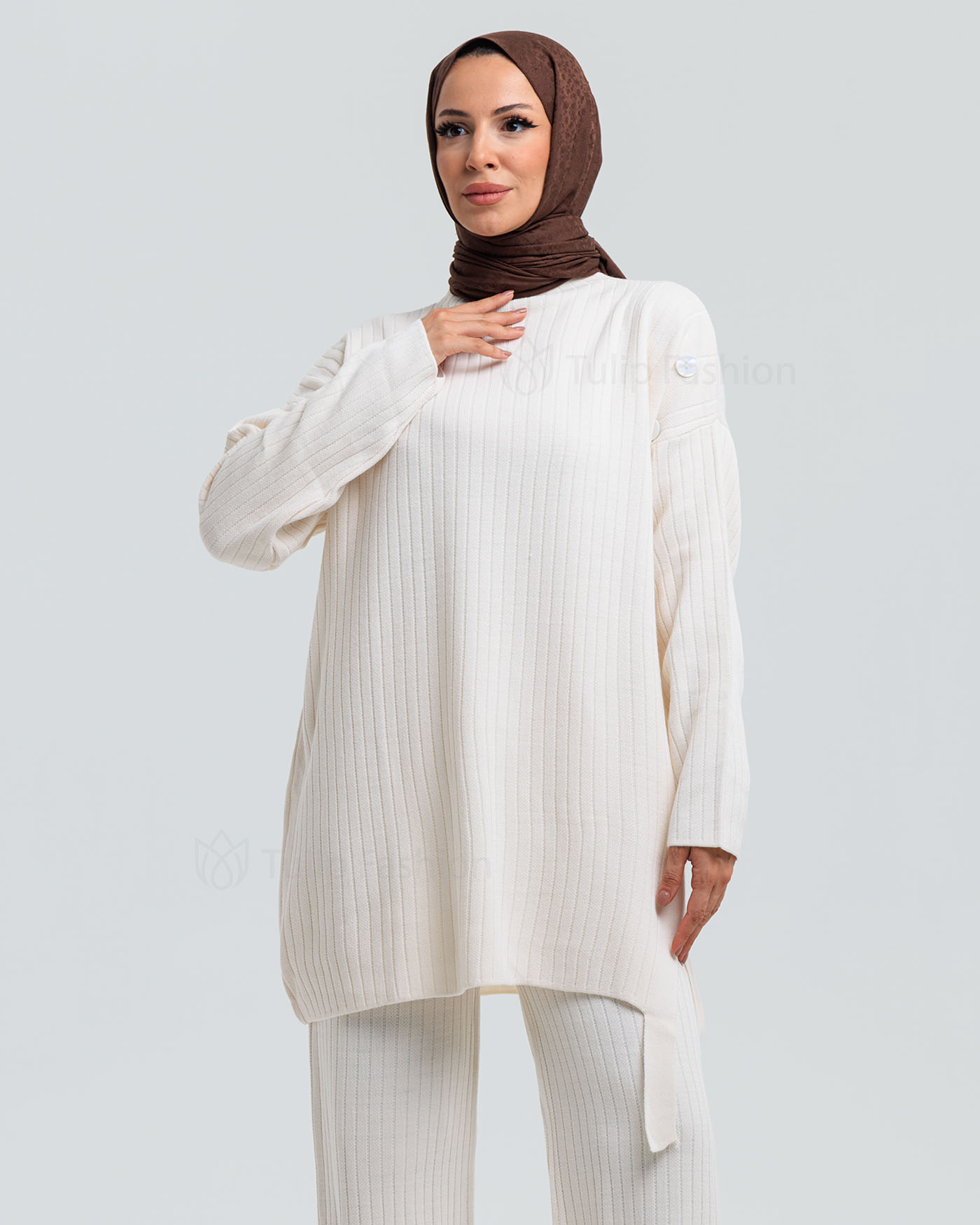 Tunic set with pants - Off-White - 8
