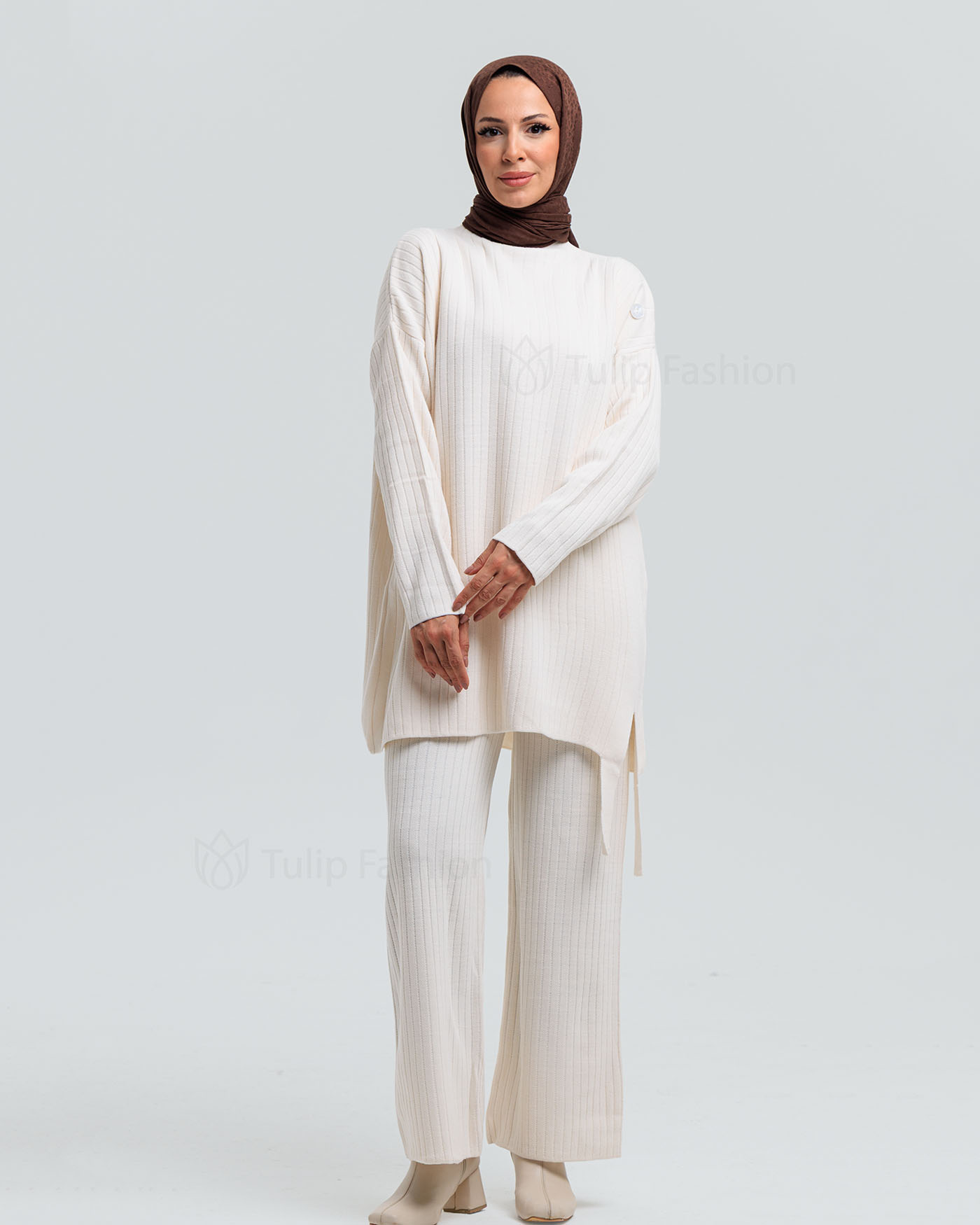 Tunic set with pants - Off-White - 2