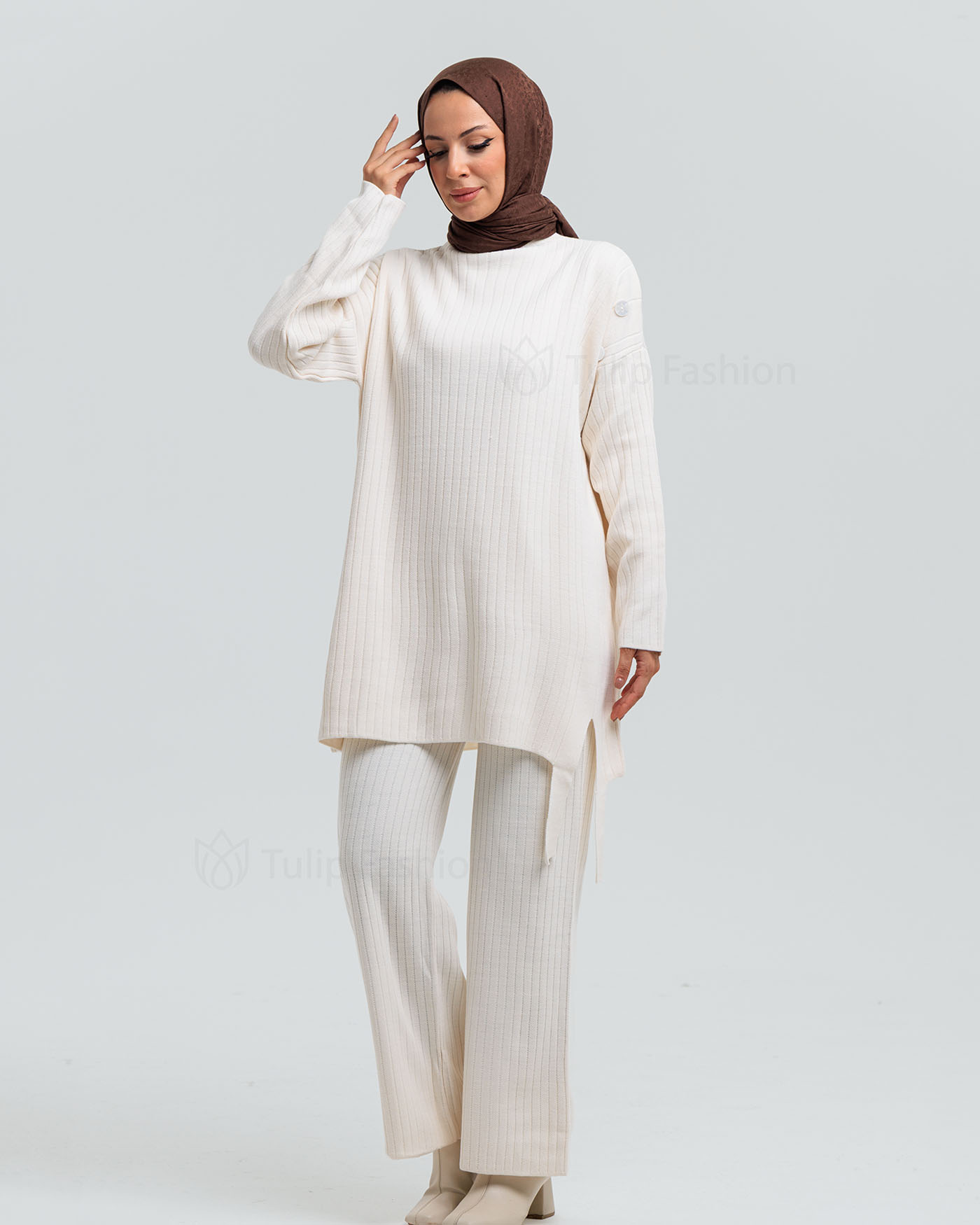 Tunic set with pants - Off-White - 3