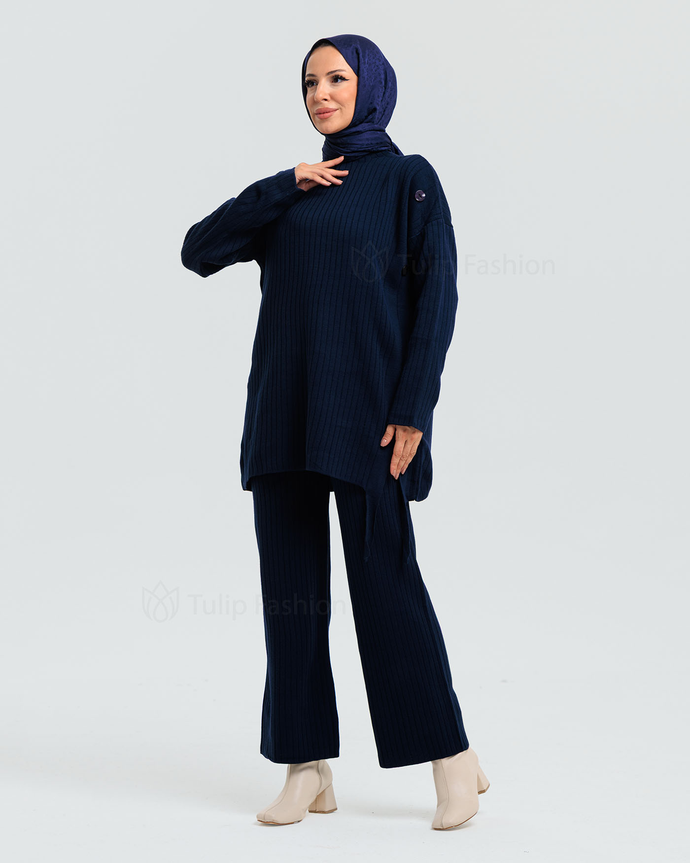 Tunic set with pants - Midnight Blue - 3