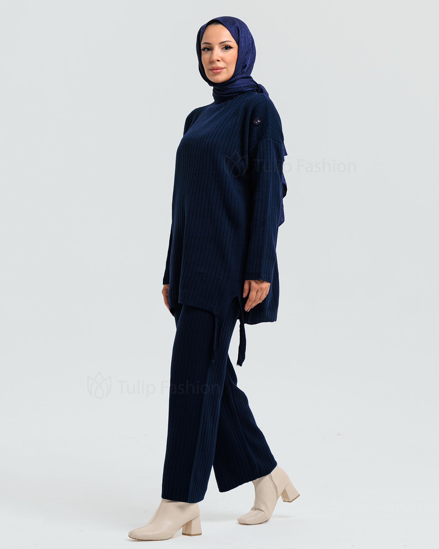 Tunic set with pants - Midnight Blue - 4