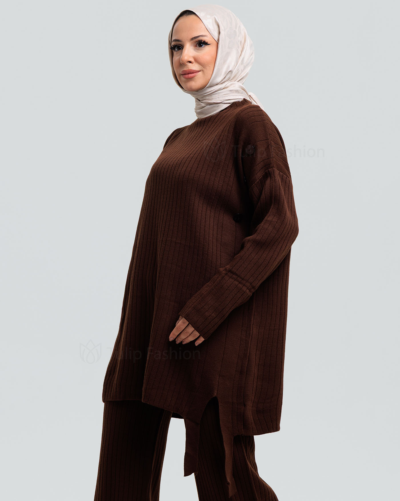 Tunika set med byxor - Mörkbrun - 5