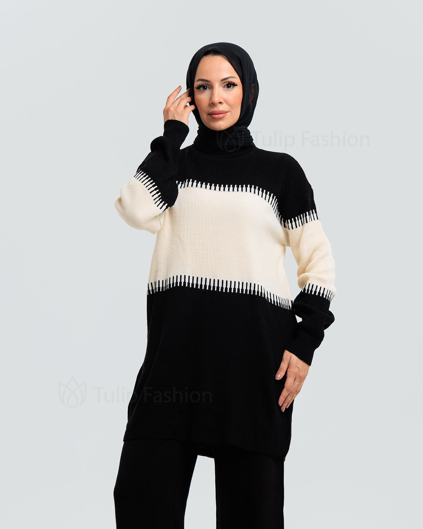 Tunic set with pants - Black - 5
