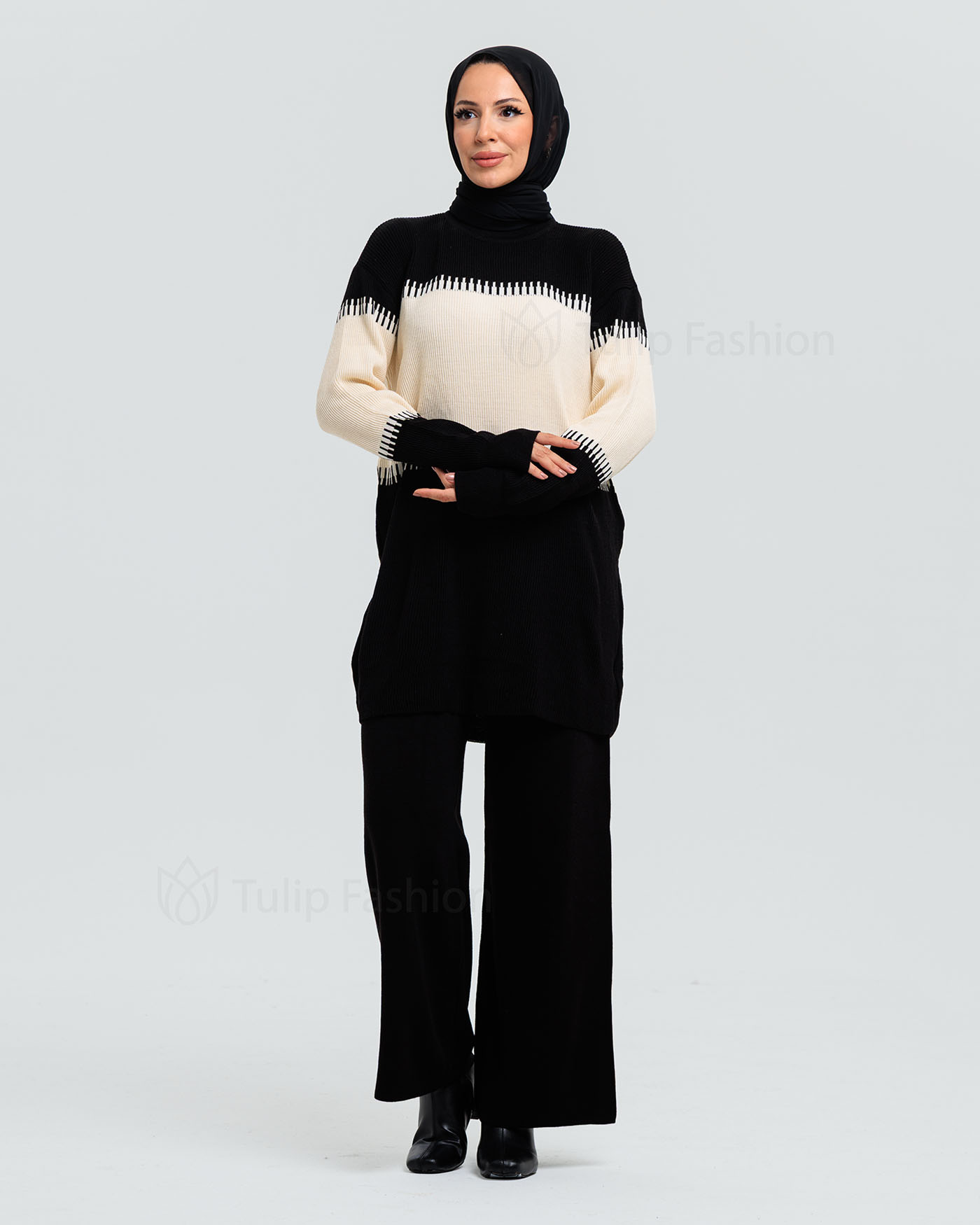 Tunic set with pants - Black