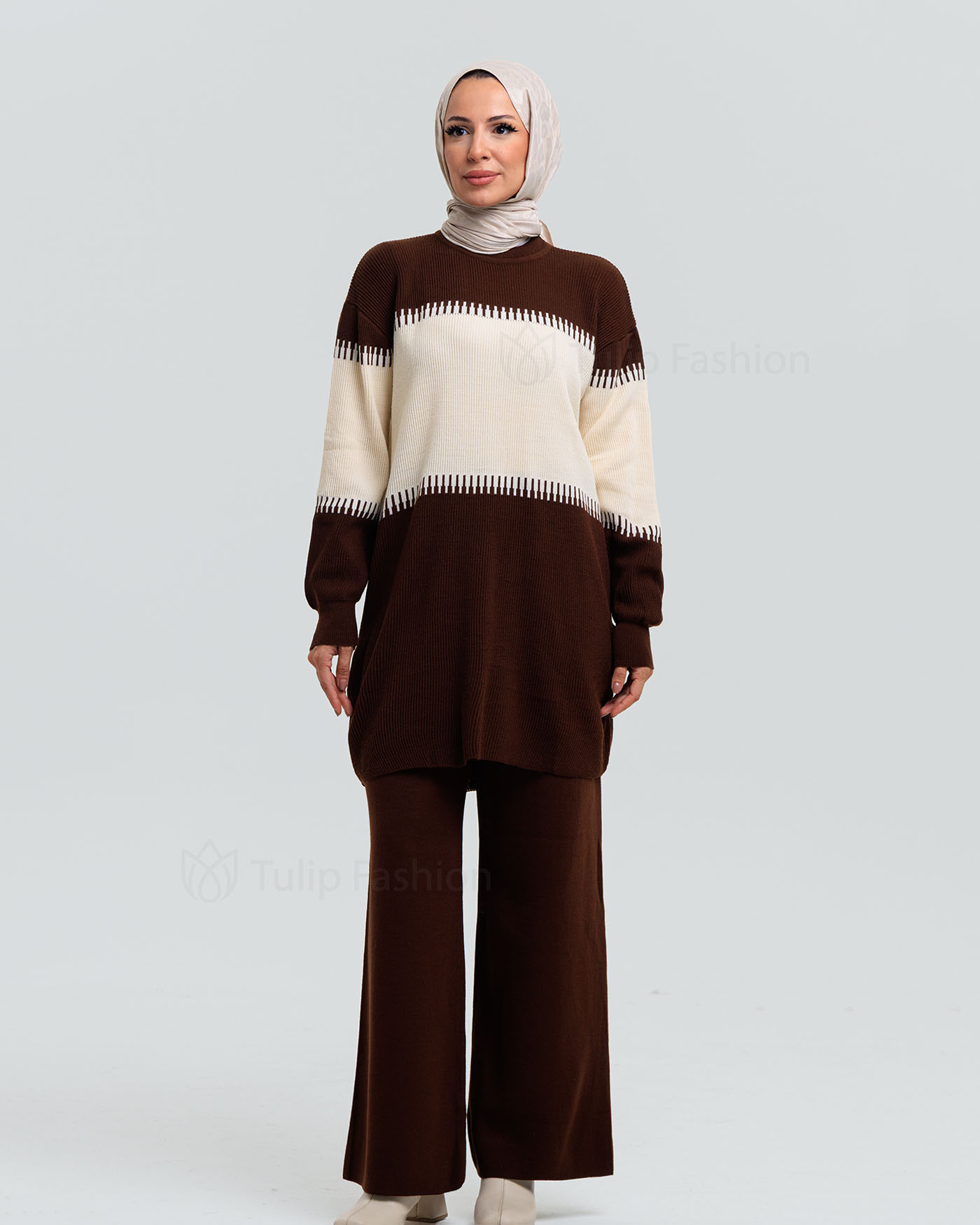 Tunic set with pants - Dark Brown - 6