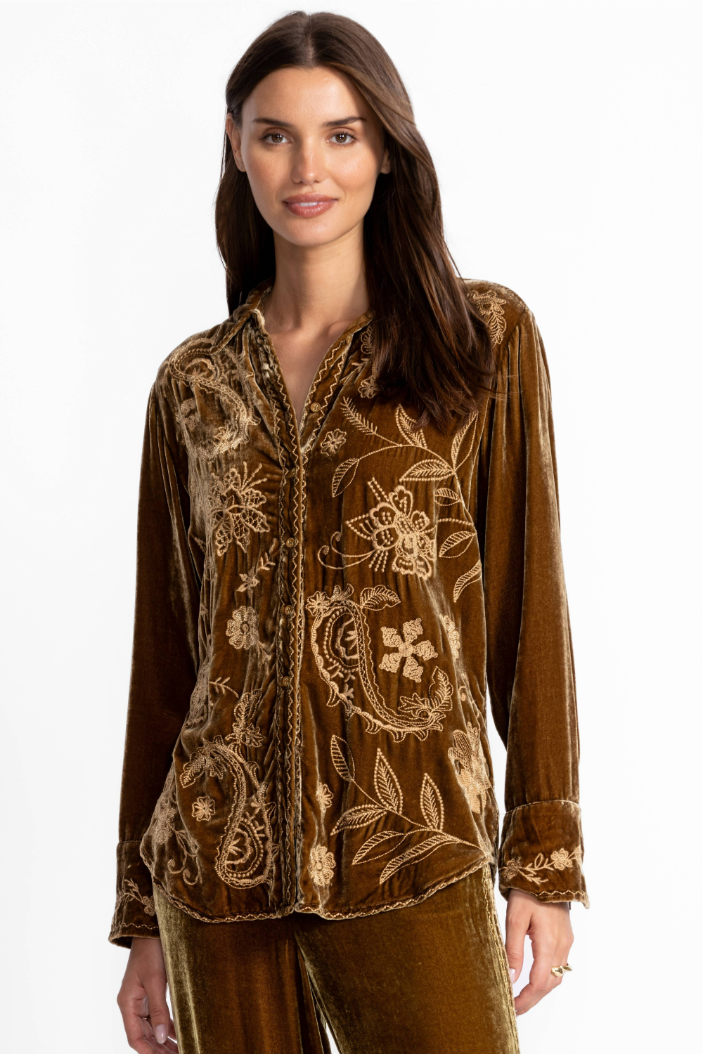 Velvet Relaxed Seamed Shirt - Stl. M - Johnny Was
