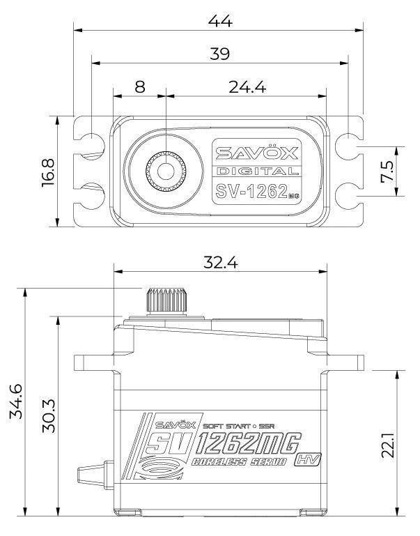 SAVÖX SV-1262MG Servo 9Kg 0,085s HV Metalldrev Mini - 5