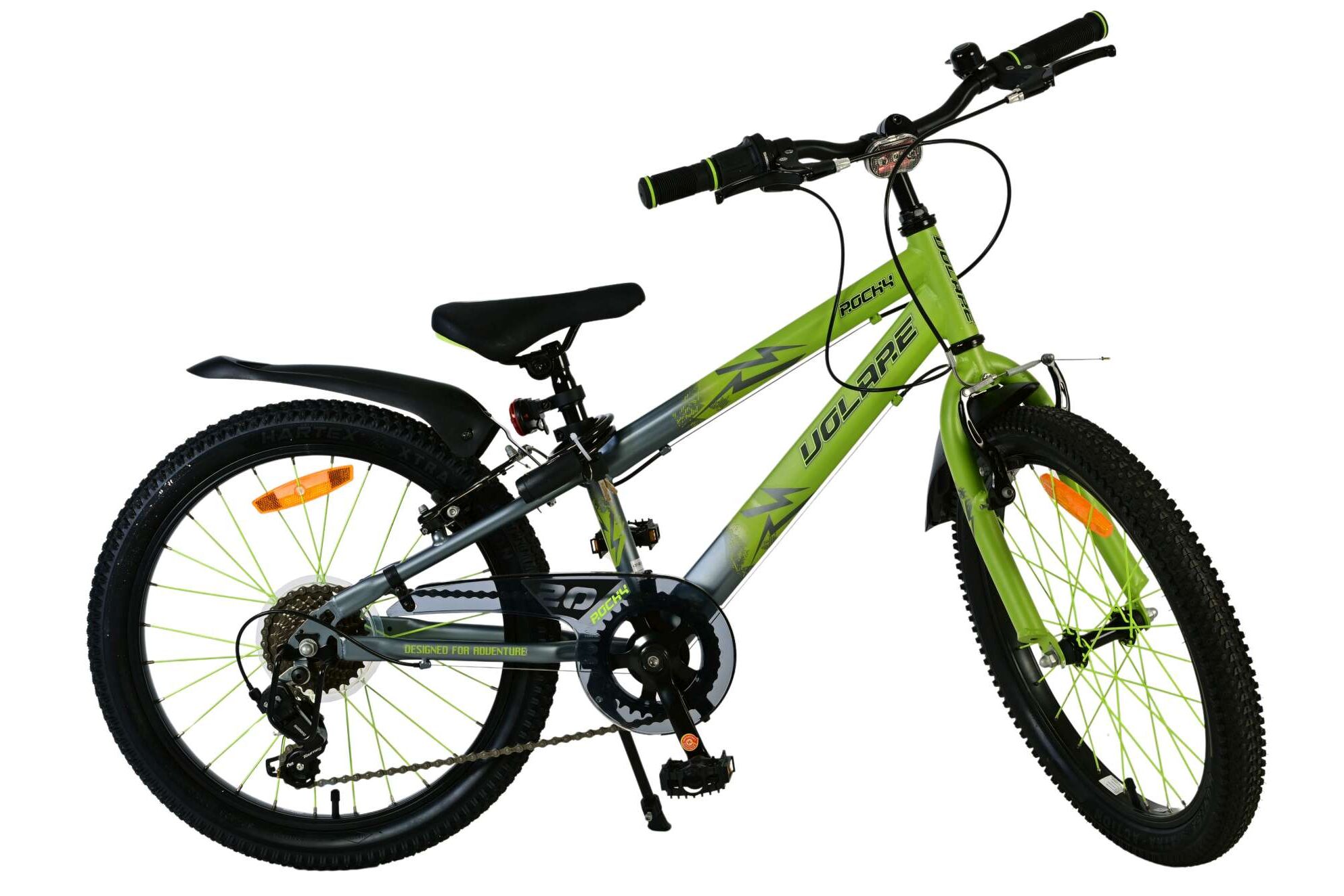 Barncykel Volare Rocky 20 tum – 7 växlar Grön/Grå för barn 6–8 år