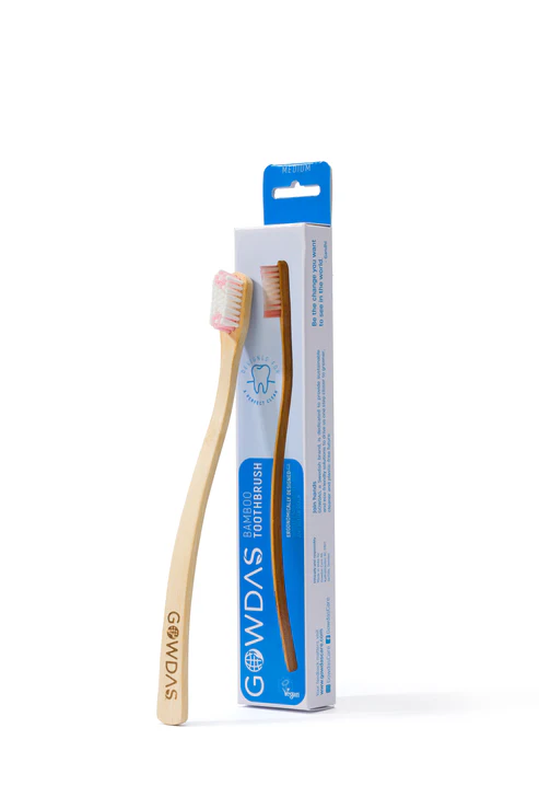 Bamboo toothbrush Medium Pink Gowdas