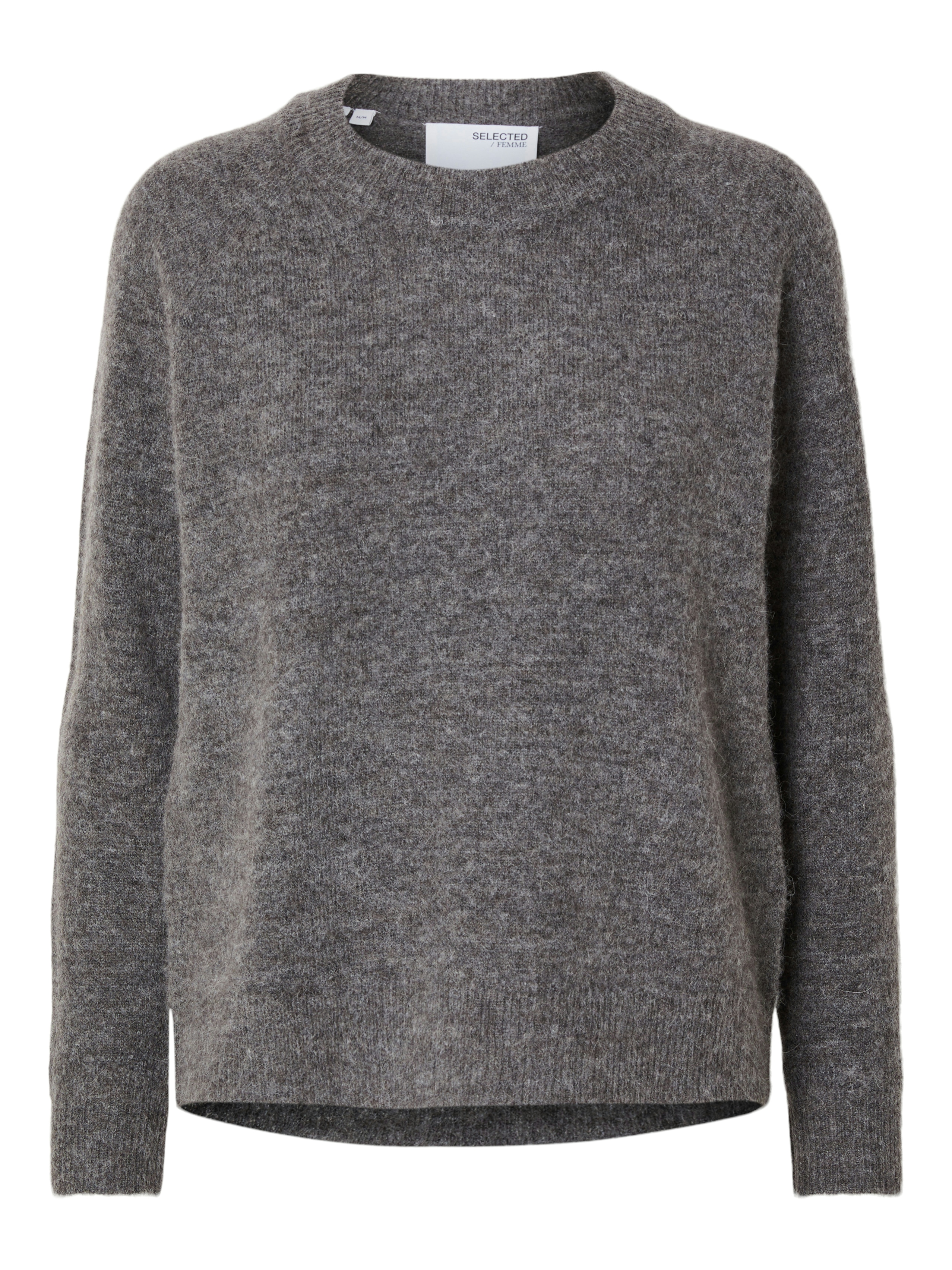 SLFLULU LS KNIT O-NECK NOOS Medium Grey Melange