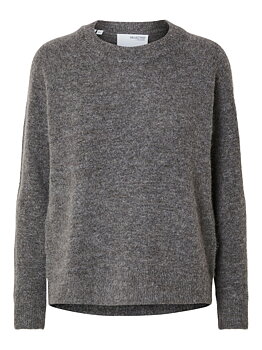 SLFLULU LS KNIT O-NECK NOOS Medium Grey Melange