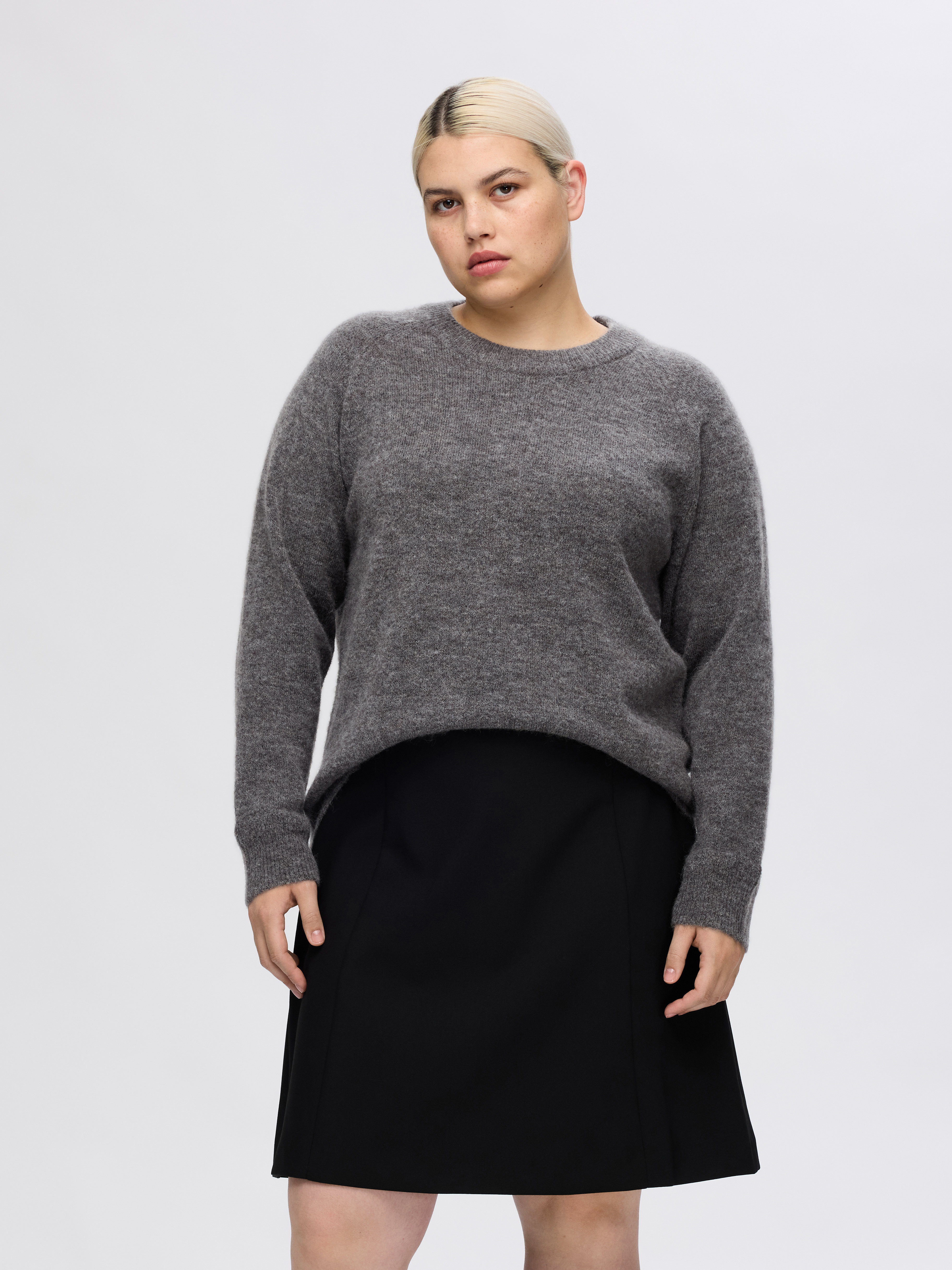 SLFLULU LS KNIT O-NECK NOOS Medium Grey Melange - 2