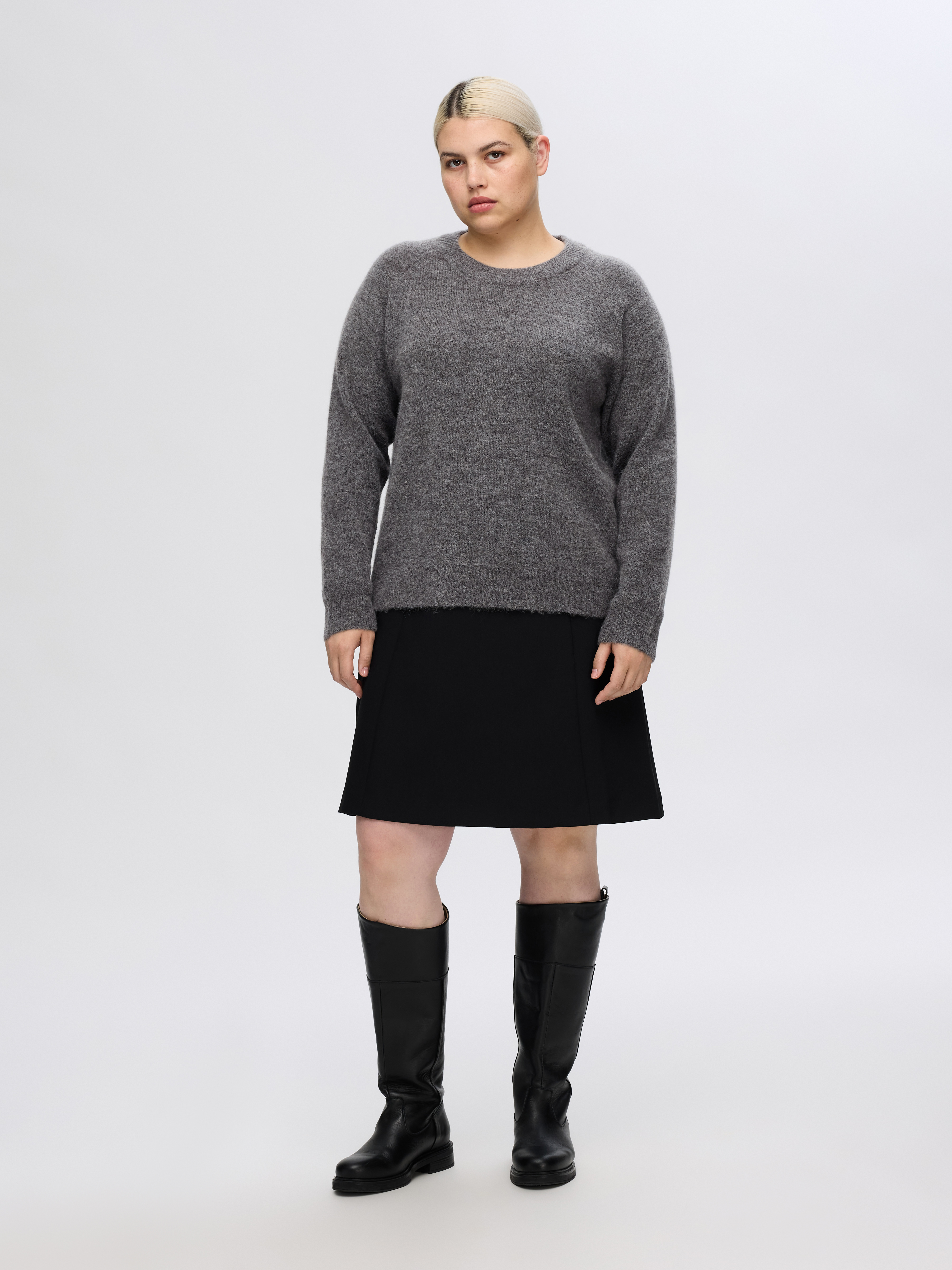 SLFLULU LS KNIT O-NECK NOOS Medium Grey Melange - 3