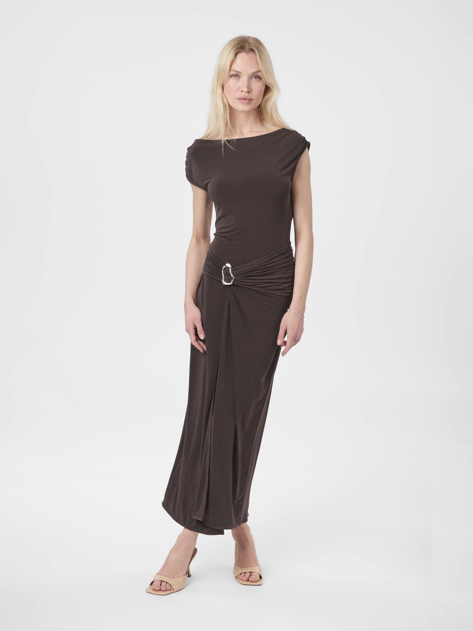 Minja Drapy Dress Chocolate Brown - 3