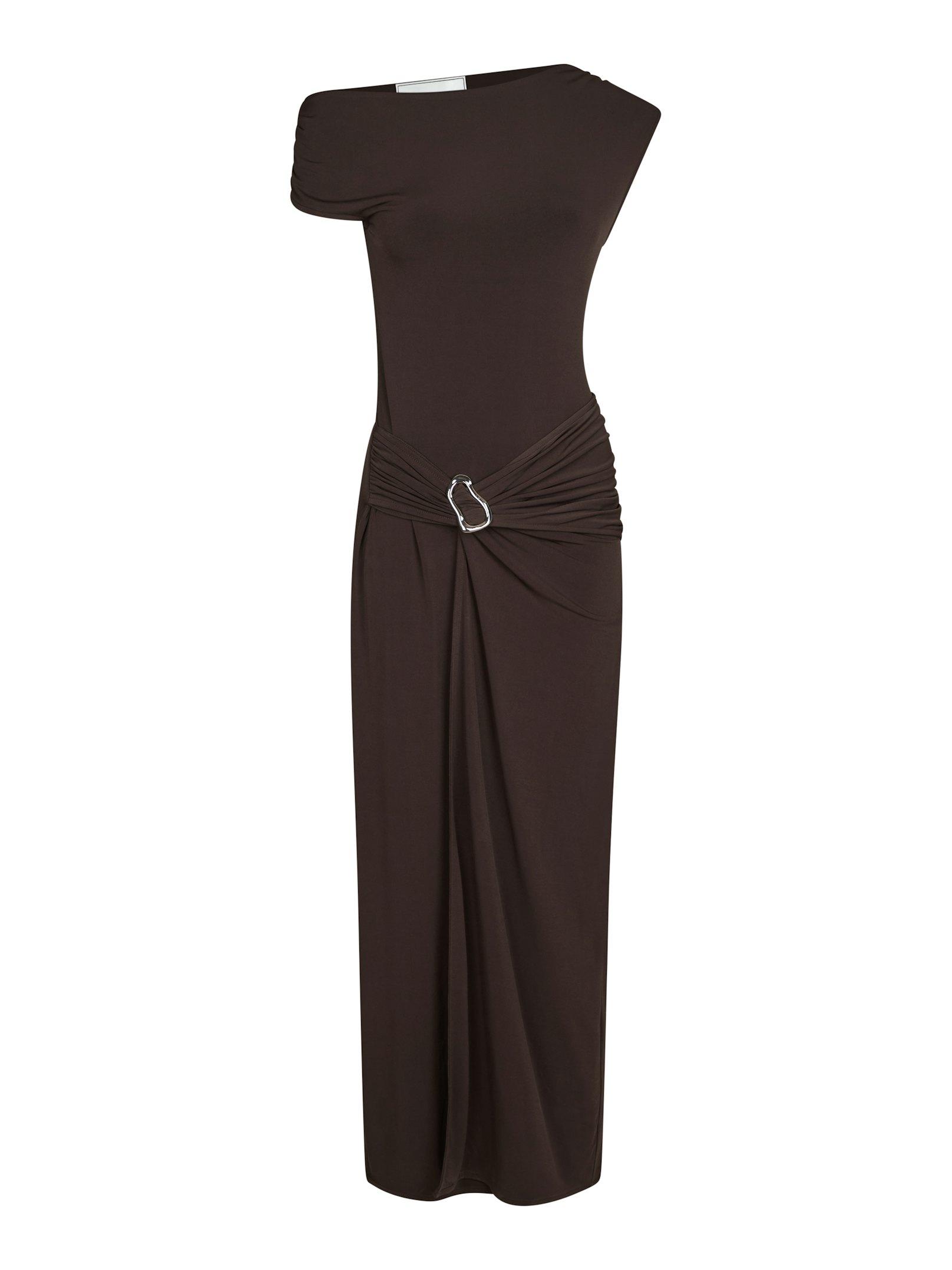 Minja Drapy Dress Chocolate Brown