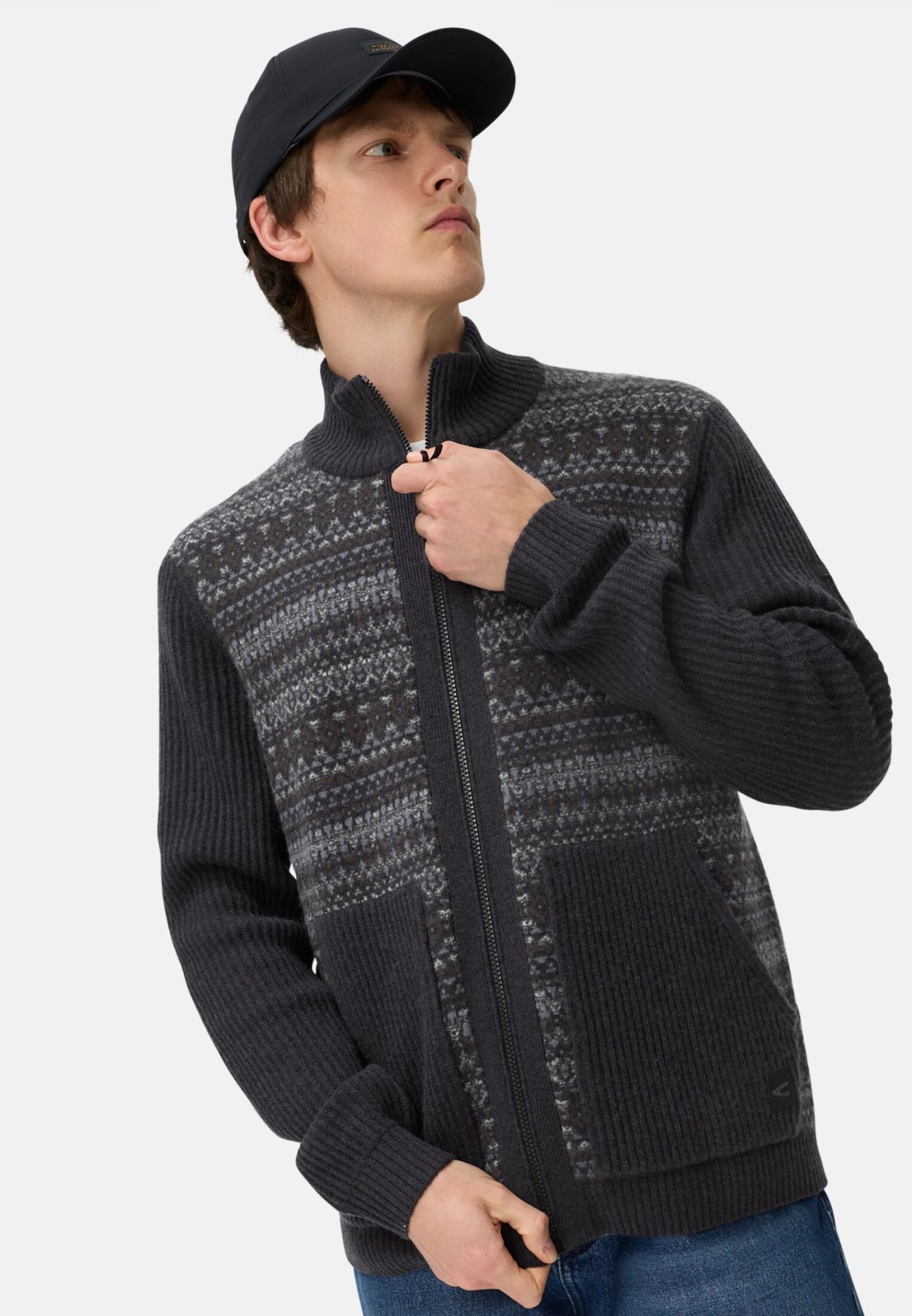 Cardigan med dragkedja, mörkblå från camel active,  - 3
