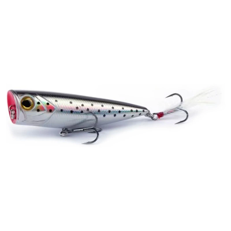 A popper from shimano, fished on the water surface around chasing fish and illustrating a fleeing baitfish