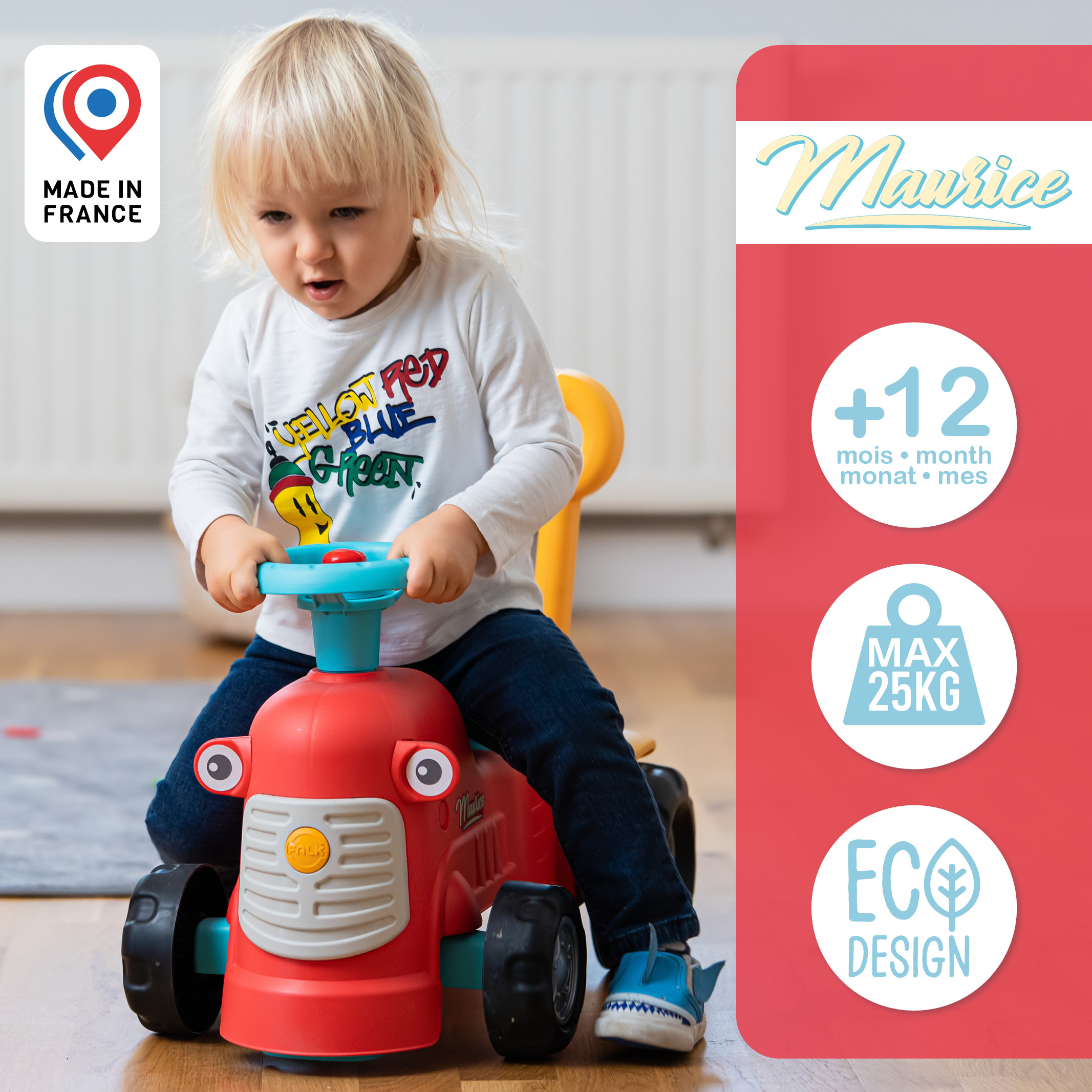 FALK Ride-On Maurice med Gå-stöd och ratt med tuta 1-3år - 4