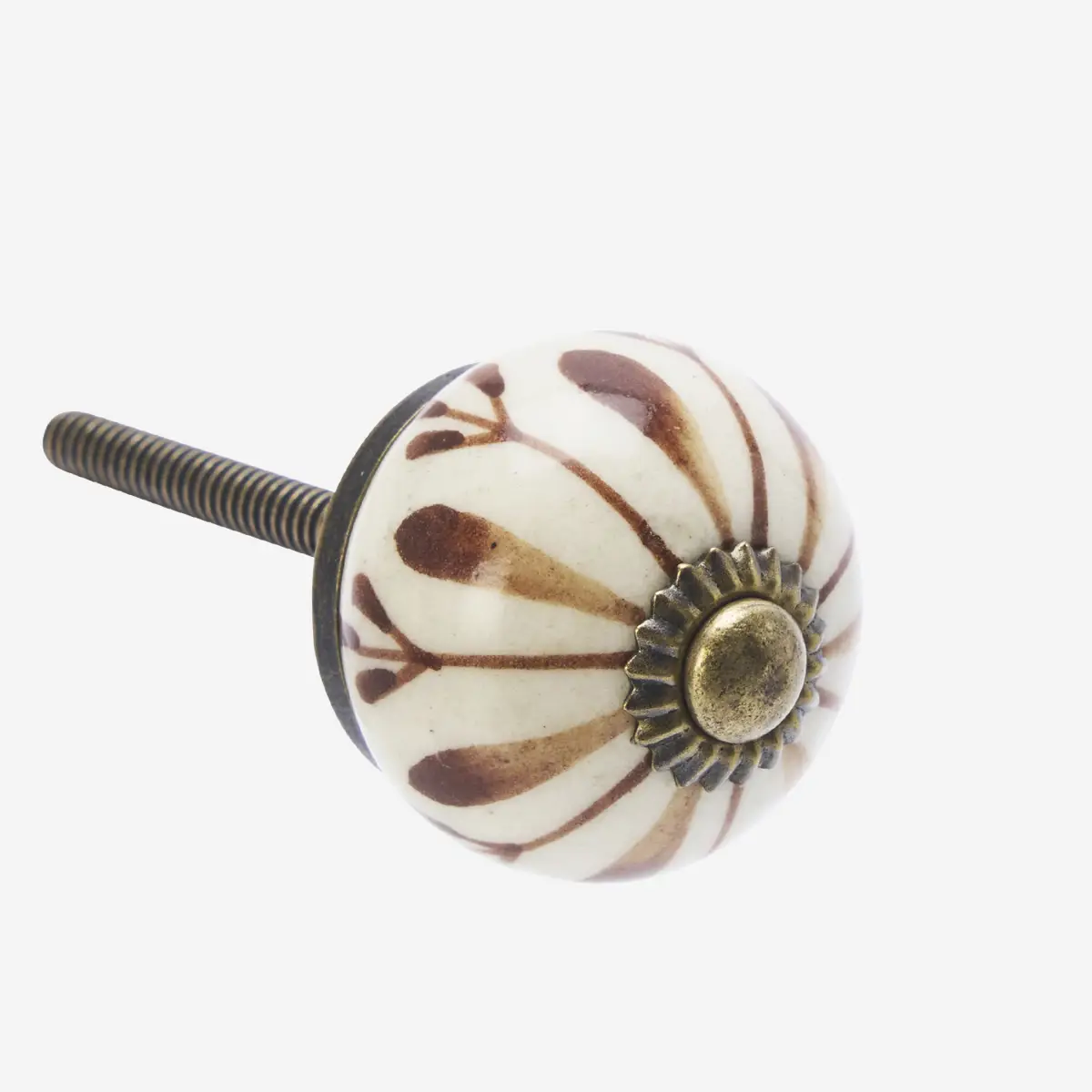 Door knob, hand painted stoneware Brown small- Madam Stoltz