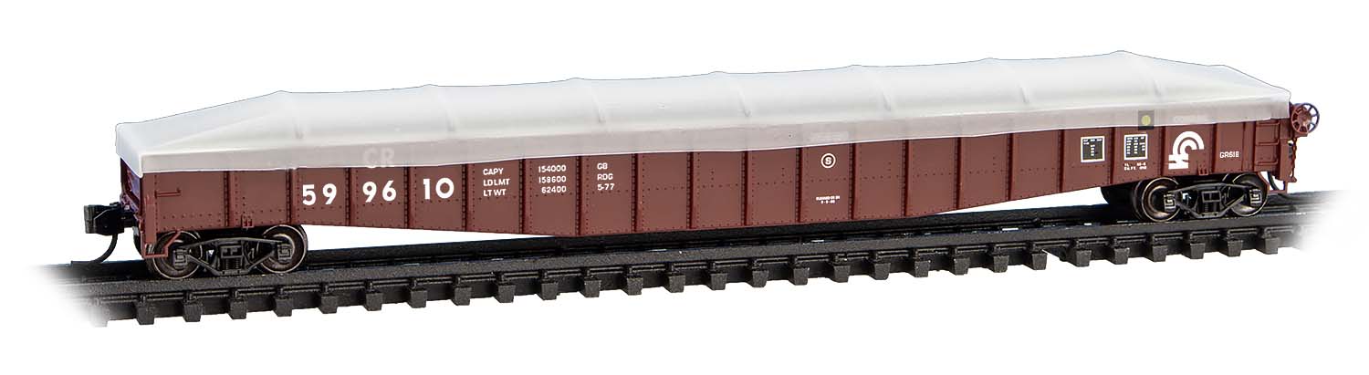 Steel side 65' gondola w tarp Conrail #599610