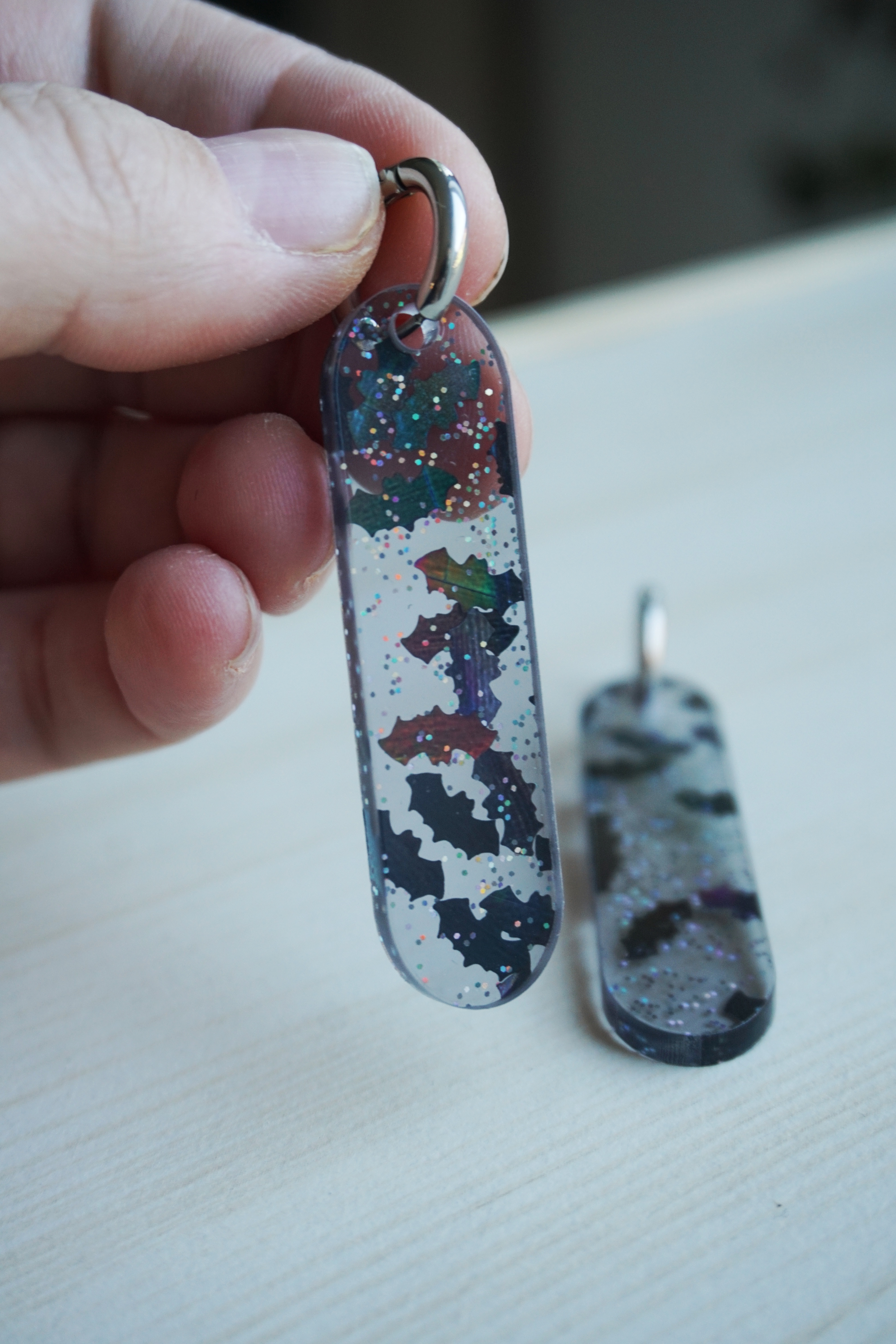Halloween wand holo bat pendants