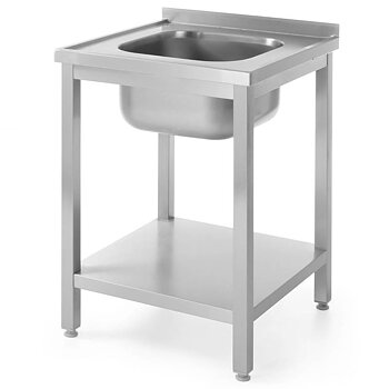 Sink with centered bowl and shelves -600x600mm