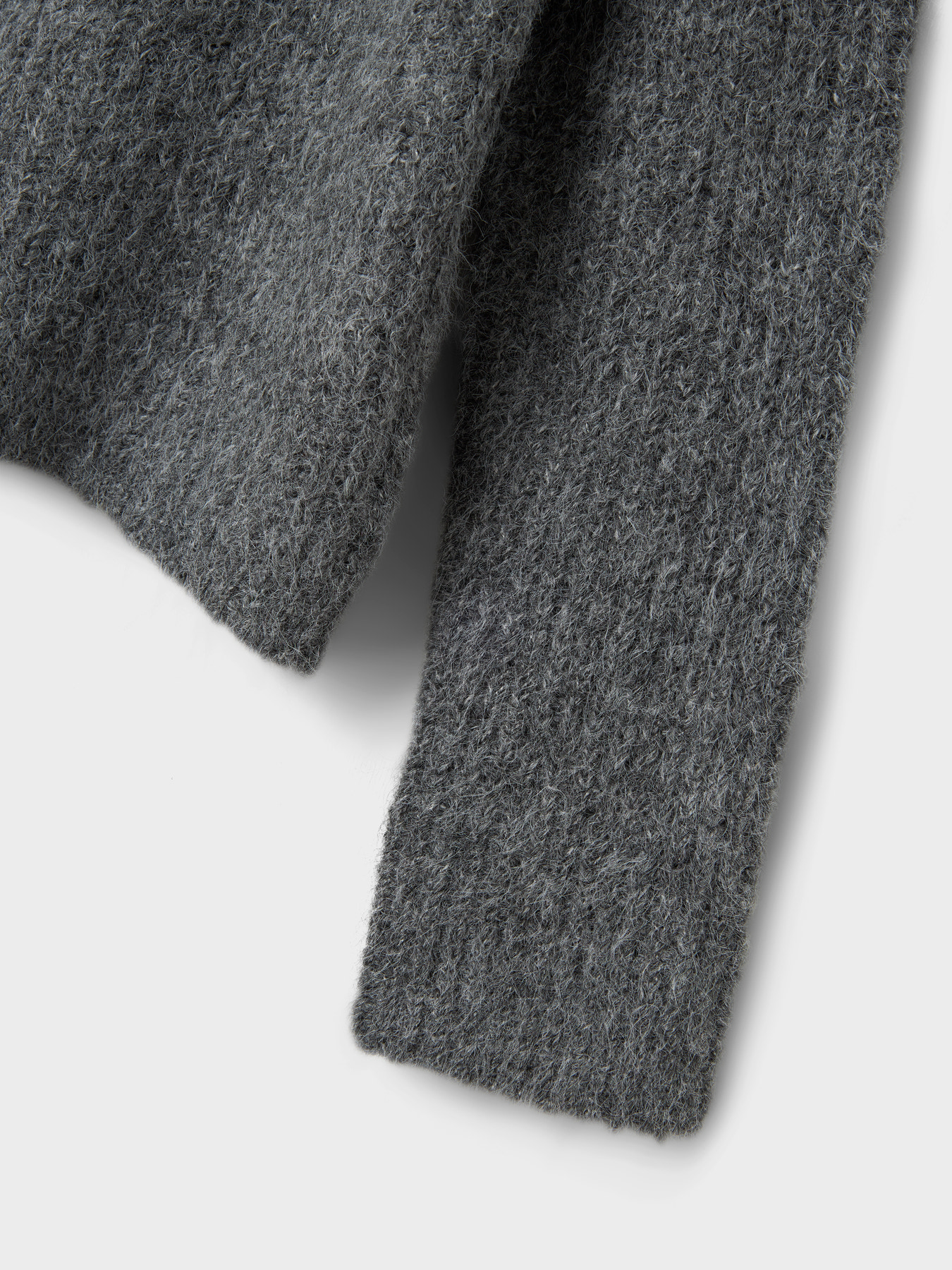 NLFNULO LS SHORT FOLD DOWN KNIT Dark Grey Melange - 2