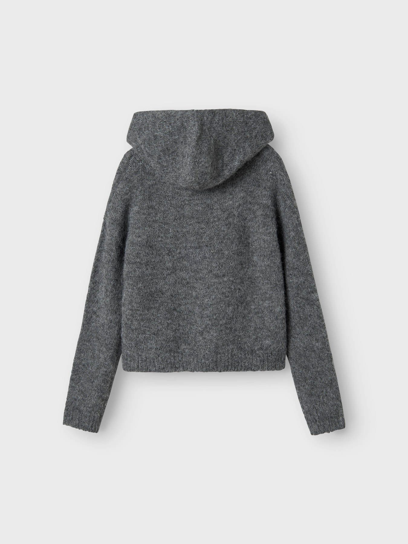 NLFNULO LS SHORT KNIT W. HOOD Dark Grey Melange - 3
