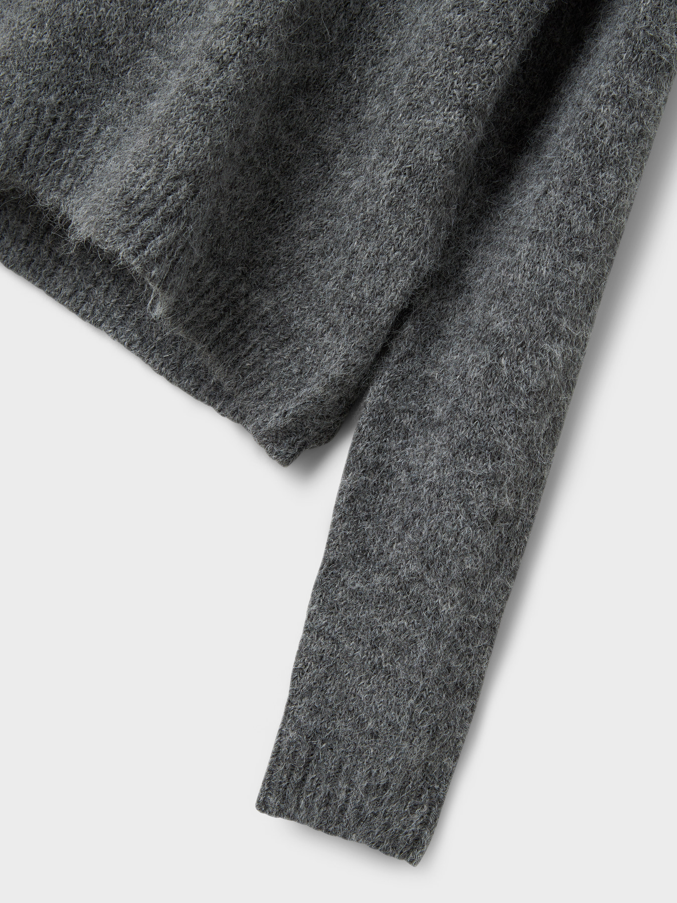 NLFNULO LS SHORT KNIT W. HOOD Dark Grey Melange - 2