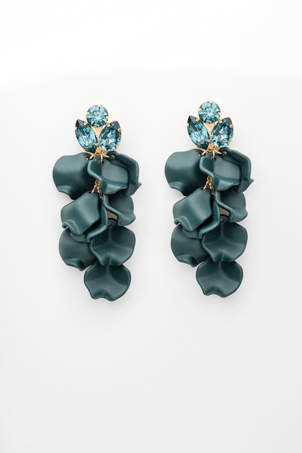 Leaf Stone Earrings Dark Green