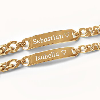 Pararmbånd 2 gull Figaro (9 og 7 mm) - gull og rustfritt stål