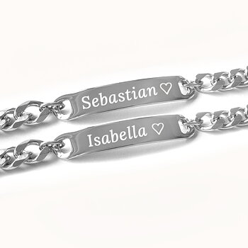 Pararmbånd 2 Stål Figaro (7mm) - Rustfritt stål