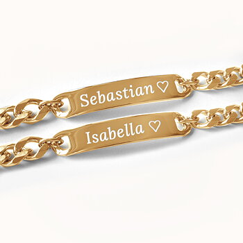 Pararmbånd 2 Gold Figaro (7mm) - Rustfritt stål