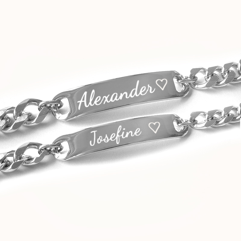 Par armbönd 2 stál Figaro (9 og 7 mm) - Ryðfrítt Stál