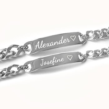 Pararmbånd 2 Figaro i stål (9 & 7 mm) - Rustfritt stål
