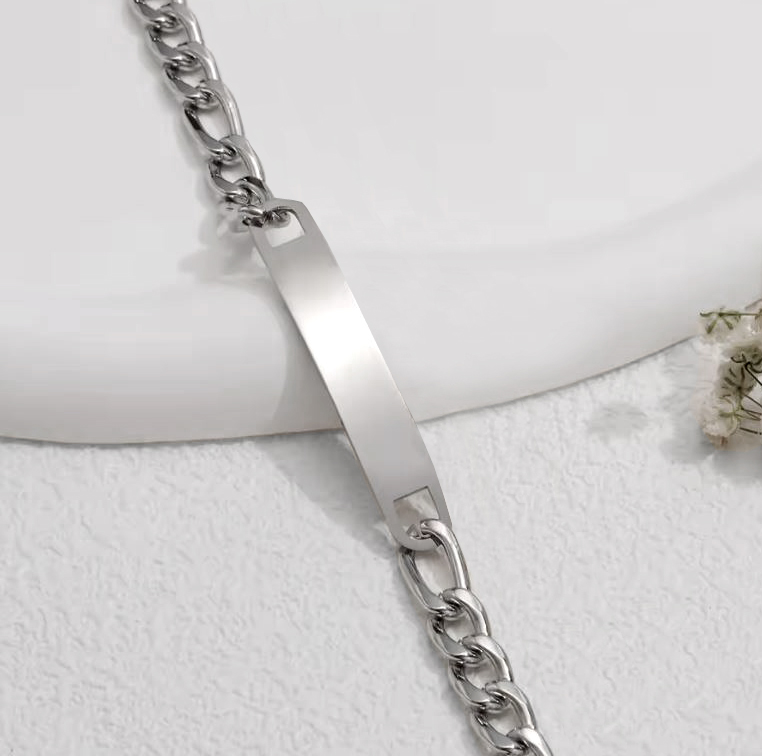 Par armbönd 2 stál Figaro (9 og 7 mm) - Ryðfrítt Stál - 3