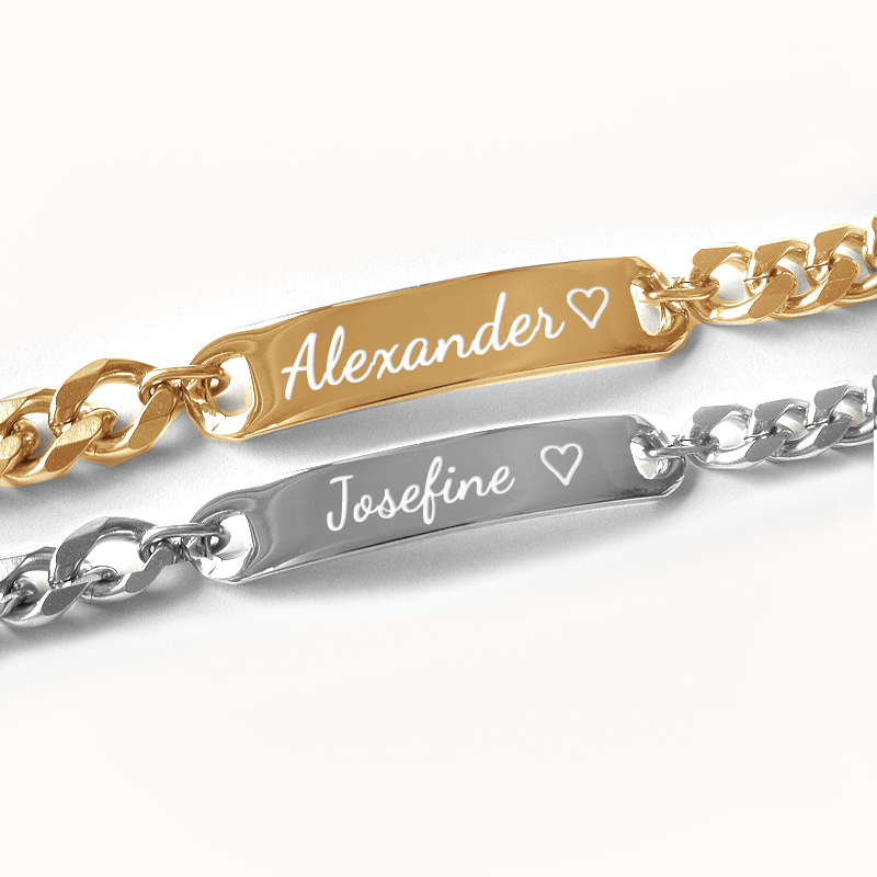 Figaro par armbönd (9 & 7 mm) - Ryðfrítt Stál