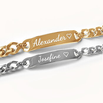 Pararmbånd Figaro (9 og 7 mm) - gull og rustfritt stål