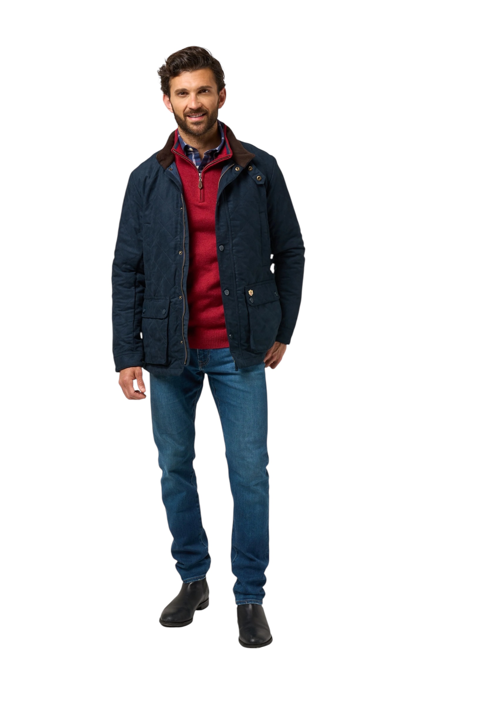 Quiltad jacka navy från ALAN PAINE,  - 3