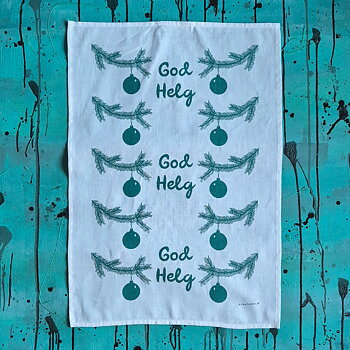 kökshandduk GOD HELG grön-vit 50x70 cm